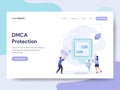 Landing page template of DMCA Protection Illustration Concept. Isometric flat design concept of web page design for website and