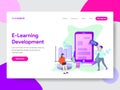 Landing page template of E-Learning Development Illustration Concept. Modern flat design concept of web page design