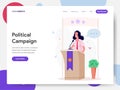 Landing page template of Female Politician Campaign on Podium Illustration Concept. Modern design concept of web page design for