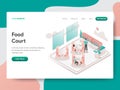 Landing page template of Food Court Illustration Concept. Isometric design concept of web page design for website and mobile Royalty Free Stock Photo
