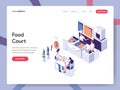 Landing page template of Food Court Illustration Concept. Isometric flat design concept of web page design for website and mobile Royalty Free Stock Photo