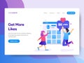 Landing page template of Get More Likes Concept. Modern flat design concept of web page design for website and mobile website.Vect