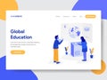 Landing page template of Global Education Illustration Concept. Modern flat design concept of web page design for website and Royalty Free Stock Photo