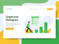 Landing page template of Graph and Histogram Illustration Concept. Modern Flat design concept of web page design for website and