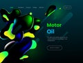 Landing page template with a green background color and abstract liquid shapes - Motor Oil, can be used for natural