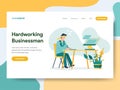 Landing page template of Hardworking Businessman Illustration Concept. Modern Flat design concept of web page design for website