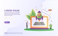 Landing page template with illustrations of a business startup concept