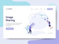 Landing page template of Image Sharing Illustration Concept. Isometric flat design concept of web page design for website and