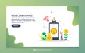 Landing page template of mobile banking. Modern flat design concept of web page design for website and mobile website. Easy to Royalty Free Stock Photo