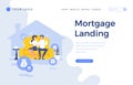 Landing page template mortgage hypothec concept with people characters.