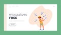 Landing Page Template with Mosquitoes Bite Kid Causing Red Bumps, Itching, And Swelling. It Can Also Lead To Allergy
