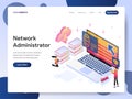 Landing page template of Network Administrator Isometric Illustration Concept. Modern design concept of web page design for