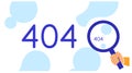 Landing page template number 404. browser display no internet. search found 404. illustration