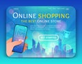 Landing page template of Online Shopping and e-commerce.Modern flat design concept of web page design for website Royalty Free Stock Photo