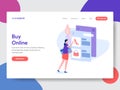 Landing page template of Online Shopping. Modern flat design concept of web page design for website and mobile website.Vector Royalty Free Stock Photo