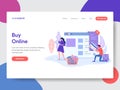 Landing page template of Online Shopping. Modern flat design concept of web page design for website and mobile website.Vector Royalty Free Stock Photo