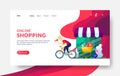 Landing page template of Online Shopping. Modern flat design concept of web page design for website and mobile website. Vector Royalty Free Stock Photo