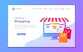 Landing page template of Online Shopping. Modern flat design concept of web page design for website and mobile website. Vector Royalty Free Stock Photo