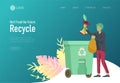 Landing page template with people Recycle Sort Garbage in different container for Separation to Reduce Environment