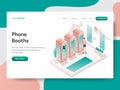 Landing page template of Phone Booth Illustration Concept. Isometric design concept of web page design for website and mobile Royalty Free Stock Photo