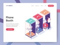Landing page template of Phone Booth Illustration Concept. Isometric design concept of web page design for website and mobile