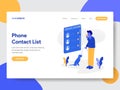 Landing page template of Phone Contact List Illustration Concept. Modern flat design concept of web page design for website and