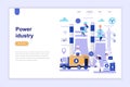 Landing page template of power industry modern flat design concept. Learning and people concept. Royalty Free Stock Photo