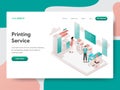 Landing page template of Printing Service Illustration Concept. Isometric design concept of web page design for website and mobile