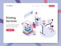 Landing page template of Printing Service Illustration Concept. Isometric design concept of web page design for website and mobile Royalty Free Stock Photo