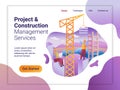 Landing page template of Project and Construction Managment Service. The Flat design concept of web page design for a