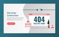 Landing page template of site under construction concept. Maintenance error symbol vector illustration