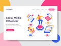 Landing page template of Social Media Influencer Illustration Concept. Isometric flat design concept of web page design for Royalty Free Stock Photo
