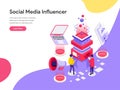 Landing page template of Social Media Influencer Illustration Concept. Isometric flat design concept of web page design for Royalty Free Stock Photo