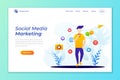 Landing page template of Social media marketing. Modern flat design concept of web page design