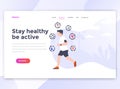 Flat Modern design of wesite template - Stay healthy be active