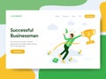 Landing page template of Successful Businessman Illustration Concept. Modern Flat design concept of web page design for website Royalty Free Stock Photo