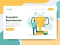 Landing page template of Successful Businessman Illustration Concept. Modern Flat design concept of web page design for website Royalty Free Stock Photo