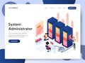 Landing page template of System Administrator Isometric Illustration Concept. Modern design concept of web page design for website Royalty Free Stock Photo