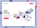 Landing page template of Valet Parking Illustration Concept. Isometric design concept of web page design for website and mobile