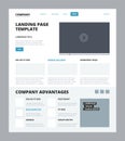 Landing page template. Website blog news company articles wireframe web site structure responsive benefits conception Royalty Free Stock Photo