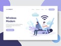 Landing page template of Wireless Modem Illustration Concept. Modern flat design concept of web page design for website and mobile Royalty Free Stock Photo