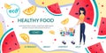 Landing Page Template with Woman Buys Health Food