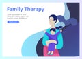 Landing page templates happy family, travel and psychotherapy, family health care, goods entertainment for mother father