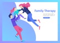 Landing page templates happy family, travel and psychotherapy, family health care, goods entertainment for mother father