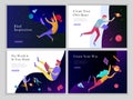 landing page templates set. Inspired People flying. Create your own spase. Characters moving and floating in dreams, imagination