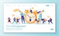 Concept of landing page on time management theme. Template for website or web page with office workers and business people working Royalty Free Stock Photo