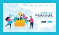 Landing page vector design of Keep Your Work Safe. Easy to edit and customize. Modern flat design concept of web page, website, ho Royalty Free Stock Photo