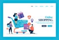 Landing page vector design of Online Shopping and E-commerce. Easy to edit and customize. Modern design concept of web page, websi Royalty Free Stock Photo