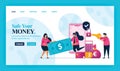 Landing page vector design of Safe Your Money. Easy to edit and customize. Modern flat design concept of web page, website, homepa Royalty Free Stock Photo