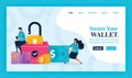 Landing page vector design of Secure Your Wallet. Easy to edit and customize. Modern flat design concept of web page, website, hom